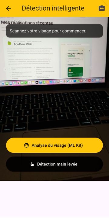 Écran Détection intelligente de l'application Doc-Geste